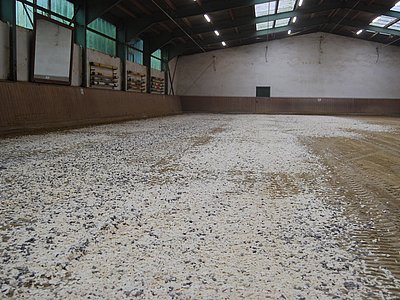 Natur-Vlieshäcksel in der Reithalle